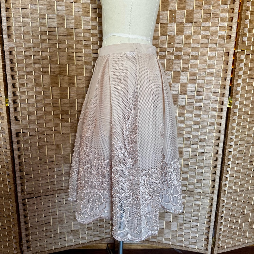 endless rose blush toned soutache embroidered skirt M - Picture 6 of 12